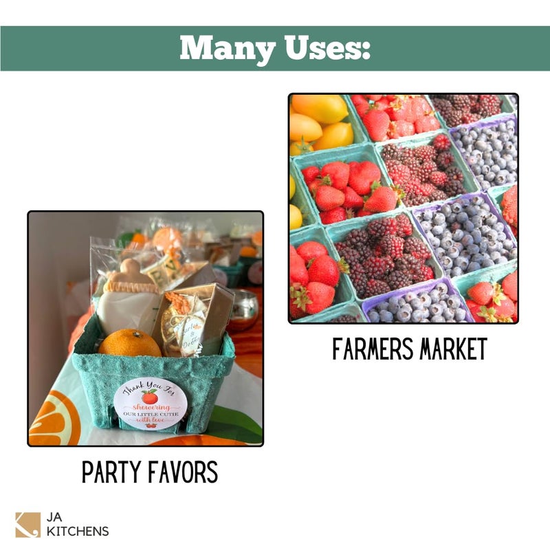 JA Kitchens Kitchens Green Molded Pulp Fiber Berry/Produce Vented 1 Pint Basket 40 Pieces - Image 3